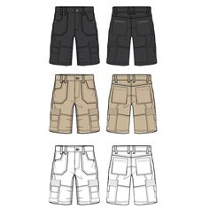 Cargo Shorts / Shorts / Fashion Flat Templates / Technical Drawings / Fashion CAD Designs for Adobe Illustrator / Fashion Flat Sketch - Etsy Philippines Shorts Drawing Reference, Fashion Flat Sketch, Illustrator Fashion, Man Sketch, Clothing Sketches, Draw Ideas