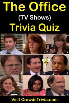 the office tv shows trivia quiz with eight people in different poses and words on them