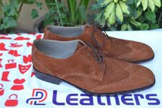 Crafted Leather Brown Suede Leather Wingtip Oxford Lace up Dress Shoes For Men on Storenvy Quality Leather Boots, Wingtip Oxford Shoes, Dress Shoes For Men, Man Crafts, Wingtip Shoes, Custom Design Shoes, Handmade Leather Shoes, Lace Up Dress, Wingtip Oxford