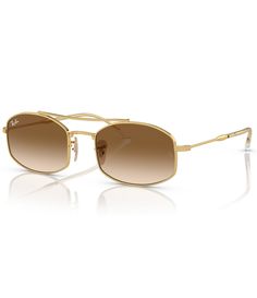 From Ray-Ban&#x2C; these sunglasses feature: 54mm oval sunglasses Lens color/frame color: arista/clear gradient brown frame Material metal Lens material: crystal standard Rx-able Non-polarizedImported Cute Sunglasses For Women, Round Sunglasses Men, Ray Ban Sunglasses Women, Best Sunglasses, Gradient Brown, Cute Sunglasses, Color Frame, Stylish Glasses, Brown Frame