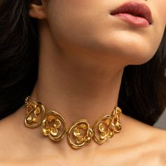 Discover Sandscape Statement Floral Silver Choker | Paksha Floral Choker, Bold Statement Jewelry, Choker Designs, Chunky Bead Necklaces, Gold Statement Necklace, Silver Choker, Funky Jewelry, Finger Rings, Jewelry Brand