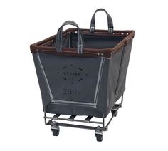 a black and brown shopping bag on wheels