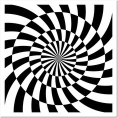 a black and white spiral design is shown in the middle of this image, it appears to be an optical illusion