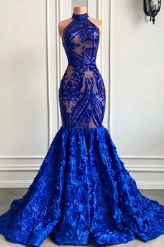 halter top long sequin mermaid prom dresses royal blue Royal Blue Ball Gown, Sequin Prom Dresses Mermaid, Blue Sequin Prom Dress, Blue Mermaid Prom Dress, Blue Ball Gowns, Mermaid Prom Dress, Womens Halter Tops, Dress Mermaid, Sequin Prom Dress