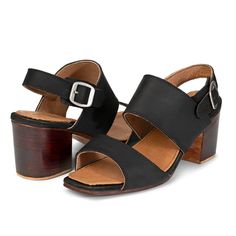 Adelante Women's- Block Heel Sandal-Leather-The Serena- Made-to-order – Adelante Shoe Co. Leather Heels Sandals, Block Heel Sandals, Modern Square, Heeled Sandal, Leather Block Heels, Handcrafted Leather, Black 7, Block Heels Sandal, Back Strap