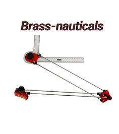 an advertisement for the brass - nautiicals brand, with two red arrows pointing upward