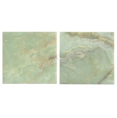 two pictures of green marble on white background