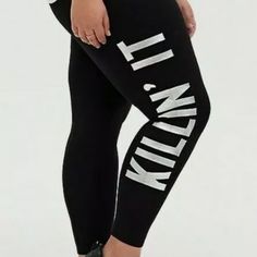 Highly Rated And Expertly Designed Legging Has A Stretch Waistband That Holds You In With A Tummy-Smoothing Effect. Fit For Someone Who’s ‘Killin It’ In Metallic Silver & Black! High Waist Wide Stretch Waistband Tapered Leg ‘Killin' It' Metallic Graphic Opaque - Never See Through Content + Care Cotton/Spandex Ct/848 Fitted Letter Print Pants For Streetwear, Fitted Pants With Letter Print For Streetwear, Stretch Black Pants With Letter Print, Black Stretch Pants With Letter Print, Fitted Gym Bottoms With Letter Print, Stretch Leggings With Letter Print For Streetwear, Stretch Letter Print Leggings For Streetwear, Stretch Leggings With Letter Print, Fitted Black Leggings With Letter Print