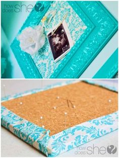 an old frame is transformed into a diy photo holder with corks and beads