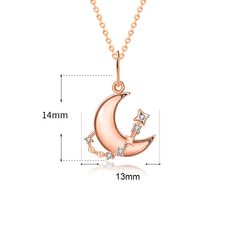 Pendant Size: 14mm * 13mm Accent Stone: AAA Cubic Zirconia Metal Material: Solid 925 Sterling Silver Metal Electroplating: Rose Gold Chain Length: 400mm + 50mm Adjustable Total Weight: 2g