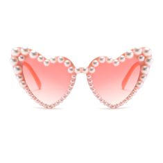 PRICES MAY VARY. Fashion Unique Design - Heart Shape Pearl Sunglasses, unique and stylish, very suitable for party, festival, cosplay, photo booth, etc. With multiple colorful frame for you to choose, show your unique style and make you more eye-catching in the crowd and become the focus of the audience. It is a great choice for your fashion daily accessory. UV400 Protection - cat eye pearl sunglasses with UV400 protection coating can block 100% of all UVA and UVB. Sunglasses with UV400 protecti Bedazzled Heart Glasses, Pearl Sunglasses, Sunglasses Unique, Bling Sunglasses, Festival Sunglasses, Dance Themes, High Fashion Accessories, Vintage Festival, Heart Glasses