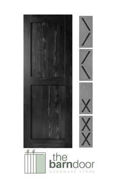 the barn door hardware store logo is shown in black and white, with three different designs