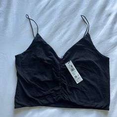 Black Ruched Tank New With Tags Black Ruched Cami Top, Black Ruched Summer Tops, Black Ruched Tops For Summer, Summer Black Ruched Tops, Tags, Crop Tops, Womens Tops, Women Shopping, Black