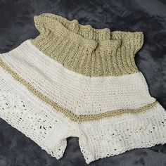 Hand-Knitted/ New/ I Do Not Accept Returns Shorts Crochet, New Me, Hand Knitting, Womens Shorts, Crochet, Women Shopping, Gold, White, Color