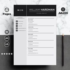 a professional resume template with black and white colors