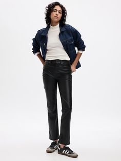 Fashion 23, 23 Style, Faux Leather Jeans, Ankle Length Jeans, Vintage Trousers, Pants Details, Leather Pant, Leather Jeans, Gap Women