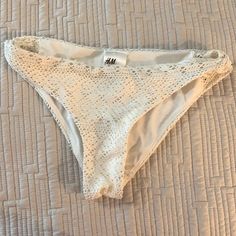 H&M Size 2 Cream Colored Lace Bikini Bottoms. Never Worn. New Without Tags. H&m Summer Party Bottoms, H&m Party Bottoms For Summer, H&m White Swimwear For Spring, H&m Summer Beach Bottoms, Fitted Summer Bottoms From H&m, White H&m Bottoms For Beach, Fitted H&m Bottoms For Vacation, Womens Swim, Cream Color