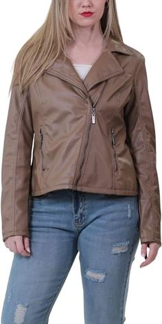 JOUJOU Women's Vegan Leather Moto Jacket with Vented Back, Stylish & Trendy Coat #leatherjacket #winteroutfit #womenjacket #bikerjacket #wintercoat #womencoat Trendy Coat, Garment Industry, Department Stores, Fashion Designs, Girls Wardrobe, Leather Moto, Leather Moto Jacket, Only Fashion