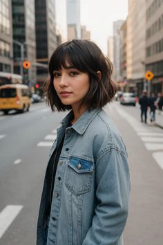 50 Medium Length Layered Haircuts for a Trendy Look Fall 2024 Shoulder Length Hair, Layered Bob With Bangs Straight Hair, Layered Bob Face Framing, Short Hairstyle Inspiration, 40 Year Old Hairstyles Round Faces, Short Bangs Medium Hair, Bob Length Haircut, French Bob With Glasses, Short Haircuts For Women With Bangs