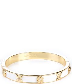 From kate spade new york&#x2C; this bracelet feature:Bangle braceletGold-tone hardwareHinge closureApprox. 2.3" diameter Imported. Sydney Christmas, Capsule Wardrobe Jewelry, Dream Wishlist, Kate Spade Bracelet, Bracelet Stacks, Clothing Wishlist, Pretty Accessories, Gift Inspo, Xmas List