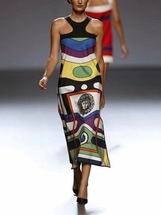 Affordable price buy Dresses on Stylewe, SPU: 1BDR5716F6, Color: As Picture, Sleeve Length:Sleeveless, Dress type:Tank. Midi Summer Dress, Halter Pattern, Dress Name, Abstract Graphic, Clothing Catalog, African Print Fashion Dresses, African Print Fashion, African Design, Dress Midi