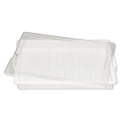 two plastic trays with dividers on each side