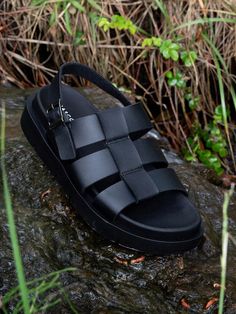 Composition : Exterior: synthetic leather/Lining: synthetic fiber/heel: synthetic rubberColor : BLACK_230,BLACK_240,BLACK_250,BLACK_260,BLACK_270,BLACK_280Country of Origin : Republic of Korea Black Leather Casual Sandals, Casual Black Leather Sandals, Modern Black Closed Toe Sandals, Black Sandals With Removable Insole, Modern Black Sandals With Removable Insole, Black Synthetic Sandals With Rubber Sole, Modern Black Sandals With Leather Footbed, Black Leather Sandals With Buckle Closure, Black Leather Sandals With Rubber Sole