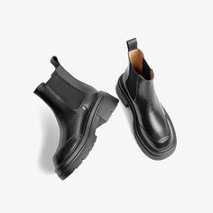 Made from high-quality materials, these ankle boots feature elastic band closure and wedge heel design. The chunky outsole offers good shock absorption and skid resistance. Leather Boots For Women, Heel Design, Pu Heels, Pig Skin, Boots For Women, Toe Designs, Designer Heels, Italian Style, Sock Shoes