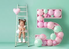 Digital 5 fifth birthday five Backdrop Photography for Baby Girl Background. Sitting on the white ladder with balloons celebrating birthday Beautiful Photo shoot for Baby girl on her Birthday that will make your picture more beautiful. You will receive 2 high-quality files in jpg format. These files are available to download instantly after purchase. You should have a basic knowledge of Photoshop to be able to work with this file. OR I can help you to edit your picture. All details you can find Fifth Birthday Photo Shoot, Baby Girl Background, Background Sitting, Celebrating Birthday, Baby Backdrop, Smash Cake Girl, Fifth Birthday, 5th Birthday Party Ideas, Backdrop Photography