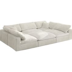 Elegant and eye-catching, the stunning Modular Sectional from Maklaine is the perfect addition to any space. Features : Material: Soft velvet Finish: Cream Overstuffed soft fiber filled cushions for maximum comfort Modular to create infinite configurations Overall height 35" when back cushion fully upright Contemporary design Easily attach using attachment latch underneath Specifications : Product Dimensions : 32"H x 119"W x 80"D Product Weight : 365 lbs Seat Dimensions : 18.5"H x 181"W x 32"D A Ruang Tv, Sofa Cream, Small Sectional Sofa, Sofa Design Ideas, Inspire Me Home Decor, Meridian Furniture, Modular Sectional Sofa, Sectional Sofas, Dream Apartment