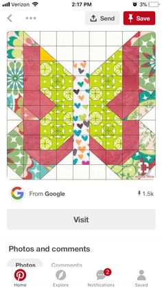 the app is showing an image of a quilt