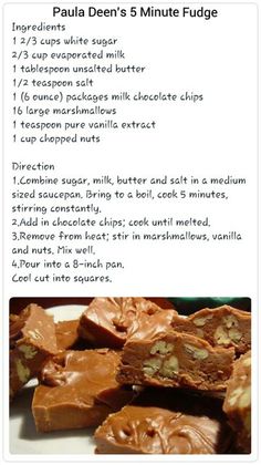 the recipe for chocolate fudge is shown here