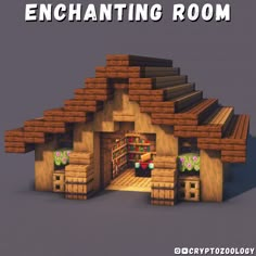 a small house made out of wood with the words enchanting room above it