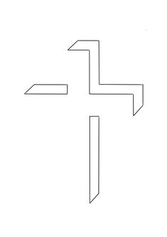 a cross that is drawn in the shape of a line on a white background with black lines