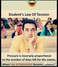 a man with his hand on his face in front of him is an ad for the student's law of tension