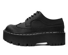 Chunky soles? We’re in. Has a black brogue upper made of our high quality TUKskin™ material — polishable synthetic faux leather that is both soft and breathable. Has a platform height that stands at 2” with screws in the sole for extra allure. Comes with removable memory foam insoles for added comfort. Black Brogues, Unique Shoe, Brogues Style, Creepers Shoes, Vintage Fans, Punk Inspiration, Scene Kids, Kids Styles, Unique Shoes