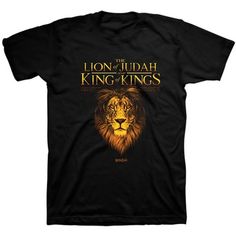 The Bible reveals Jesus being from the earthly Israelite tribe of Judah, and His coming was foretold in ancient times. As the symbol of earthly rule in regal power, the “Lion of Judah” lets us know that our Savior cannot be challenged by anyone or anything. Walk in strength when you wear this King Lion t-shirt from Kerusso and share the Good News with confidence as you stride through your jungle.Short sleeve adult tee in black with large lion of Judah graphic and Scripture reference from Rev. 5: The Lion Of Judah, Revelation 5, King Lion, Tribe Of Judah, Lion Shirt, Lion Tshirt, King Jesus, Christian T Shirt, Lion Of Judah