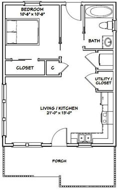 the floor plan for a two bedroom, one bathroom apartment with an attached kitchen and living room