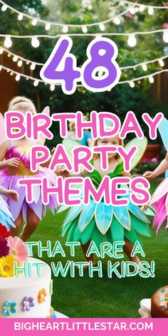 birthday party themes that are hit with kids - image of girls playing at a fairy themed birthday party Unisex Birthday Party Themes, Toddler Party Games, Sleepover Party Games, Tea Party Games, Themes Party, Teen Party Games, Girls Birthday Party Themes, Kids Themed Birthday Parties, Fun Party Themes