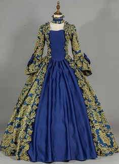 Renaissance Colonial Antique Floral Brocade Dress Vintage Victorian Era Historical Period Ball Gown Reenactment Theater Clothing 1800 Dresses, Ball Gowns Victorian, Historic Dresses, Gothic Victorian Dresses, Victorian Era Dresses, Colonial Dress, Full Sleeves Dress, Victorian Dresses, Brocade Dress