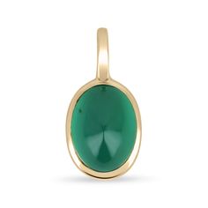 "Featured here is a stunning, cabochon natural oval emerald pendant in fine 14K gold. Displayed is a medium-green emerald bezel-set. The earth mined, green cabochon emerald has a charming green color with good clarity. This is an excellent gift for a May baby or for someone who simply loves emeralds. *14K 16\" Cable Chain Included Setting Style: Bezel Setting Material: 14K Yellow/White/Rose Gold Setting Weight: 1.2 Grams Main Stone: Emerald (Cabochon) Shape: Oval Cut Weight: 2.50-Carats Clarity: May Baby, Emerald Cabochon, Emerald Style, Cabochon Necklace, Tiny Bow, 80th Birthday Gifts, Solitaire Setting, Emerald Pendant, Colombian Emeralds