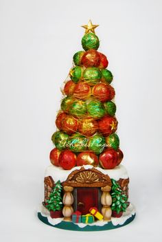 a small christmas tree made out of candy