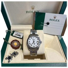 Brand: Rolex Model Name: Datejust Model Number: 178240 Movement: Mechanical Automatic Case Size: 31 mm Case Material: Stainless Steel Bracelet: Oyster; Stainless Steel Dial: White, Roman Numeral Hour Markers Bezel: Smooth, Stainless Steel Year: 2015 Includes: 24 Months Brilliance Jewels Warranty, Rolex Box, Rolex Card Stainless Steel Rolex, Modern Watches, Rolex Models, Vintage Rolex, Waterproof Watch, Roman Numeral, Water Proof Case, Rolex Submariner, Dive Watches