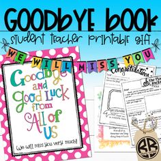 the good bye book is on display in front of a bulletin board