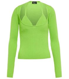 Blumarine | Shop at Mytheresa US Green Tops For Women, Low Cut Top, Wool Top, Cut Top, Green Wool, Green Tops, Knitwear Cardigan, Halter Neckline, Tops For Women