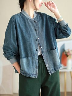 Details: Gender: Women Item Type: Jacket Material: Denim Pattern Type: Solid Season: Spring, Autumn Style: Leisure, Daily, Retro Occasion: Going Out, Daily Size: M Length: 58.00 - 62.00 cm/ 22.83 - 24.41 " Bust: 127.00 cm/ 50.00 " Cuff: 17.00 cm/ 6.69 " Hem: 111.00 cm/ 43.70 " Size: L Length: 59.00 - 63.00 cm/ 23.23 - 24.80 " Bust: 128.00 cm/ 50.39 " Cuff: 18.00 cm/ 7.09 " Hem: 112.00 cm/ 44.09 " Size: XL Length: 60.00 - 64.00 cm/ 23.62 - 25.20 " Bust: 129.00 cm/ 50.79 " Cuff: 19.00 cm/ 7.48 " H Casual Oversized Patchwork Denim Jacket, Oversized Blue Cotton Denim Jacket, Winter Patchwork Cotton Denim Jacket, Oversized Denim Blue Patchwork Outerwear, Oversized Single-breasted Denim Outerwear, Denim Patterns, Fall Coat, Jean Top, Kimonos