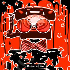 an illustration of a phone with glasses and bow tie on it's head, surrounded by stars