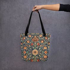 A spacious and trendy tote bag to help you carry around everything that matters.  * 100% spun polyester fabric * Bag size: 15″ × 15″ (38.1 × 38.1 cm) * Capacity: 2.6 US gal (10 l) * Maximum weight limit: 44lbs (20 kg) * Dual handles made from 100% natural cotton bull denim * Handle length 11.8″ (30 cm), width 1″ (2.5 cm) * The handles can slightly differ depending on the fulfillment location * Blank product components sourced from China This product is made especially for you as soon as you plac Artistic Blue Tote Shoulder Bag, Artistic Blue Bag For Everyday Use, Artistic Blue Gift Bag, Artistic Tote Shoulder Bag As Gift, Artistic Tote Shoulder Bag For Gifts, Artistic Square Bags For Daily Use, Artistic Square Bag For Daily Use, Artistic Large Capacity Tote Bag, Artistic Green Tote Shoulder Bag