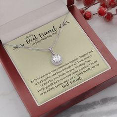 a necklace in a gift box with the message to my best friend