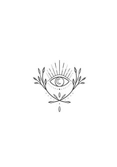 an all seeing eye surrounded by plants and leaves on a white background with the sun in the middle